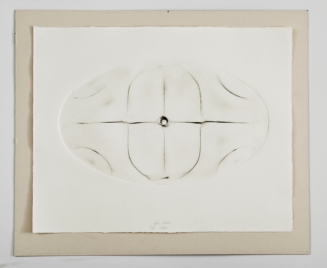 The shape of silence 1, monoprint 29 x 23.5cm. Metal powder on paper